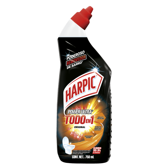 Botella negra de Harpic Power Ultra Todo en 1 Original de 750ml