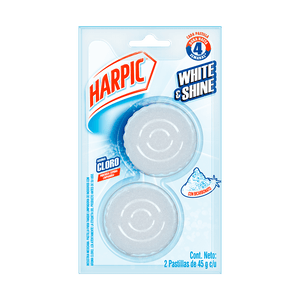 Paquete de 2 pastillas de Harpic White & Shine Cloro